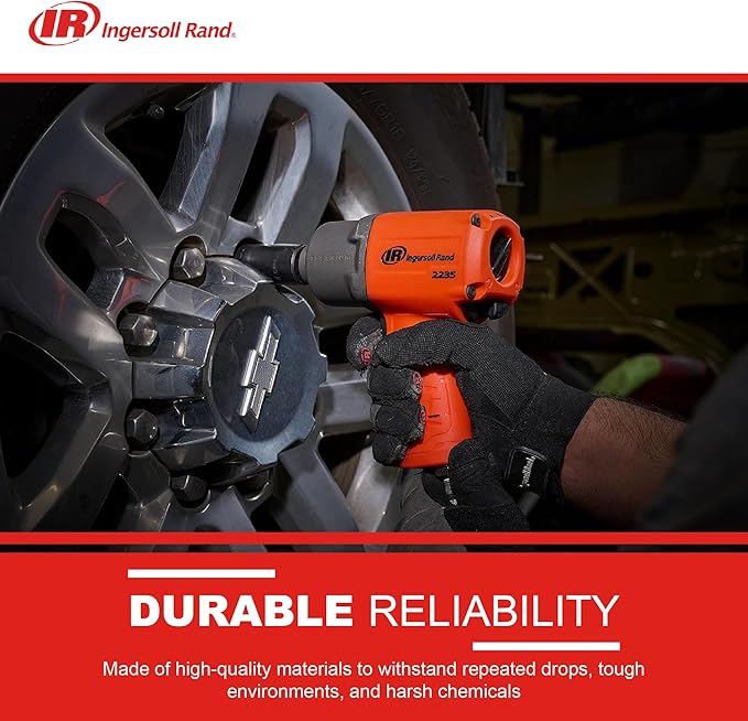 Ingersoll Rand 2235TIMAX-O 1/2" Air Impact Wrench, 1350 ft-lb Torque, Titanium Hammercase, Friction Ring Retainer, Pistol, Orange
