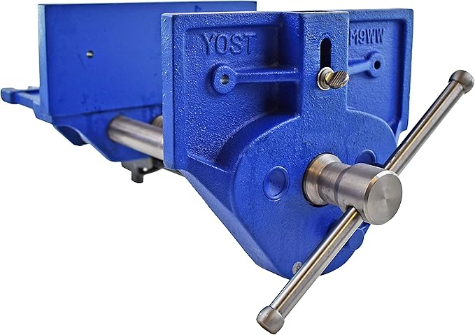 Yost Vises M9WW Rapid Action Woodworking Vise | Quick Release Lever for Quick Adjustments | 9 Inch Jaw Width | Made with Heavy-Duty Cast Iron | Blue