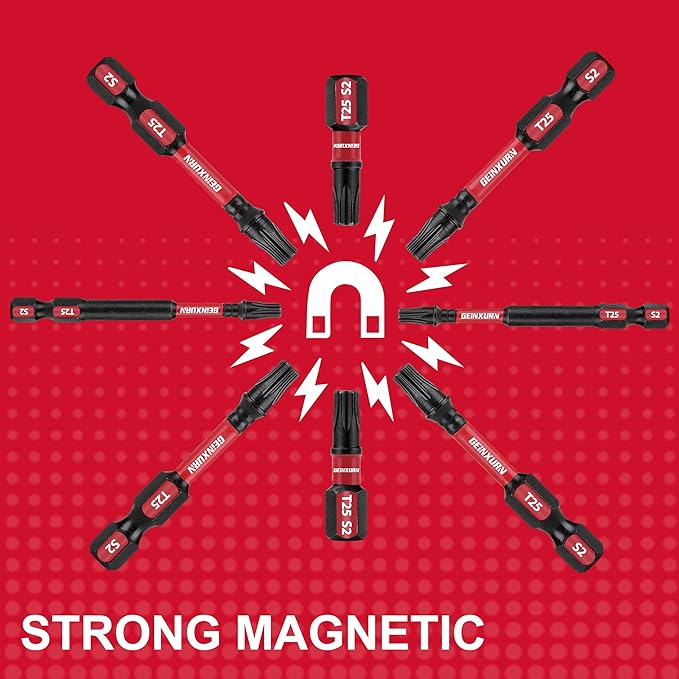 T25 mpact Tough Magnetic #25 Torx Head Power Bits, 15Pieces S2 Alloy Steel T25 Screwdriver Bits Set with Impact Magnetic Bit Holder