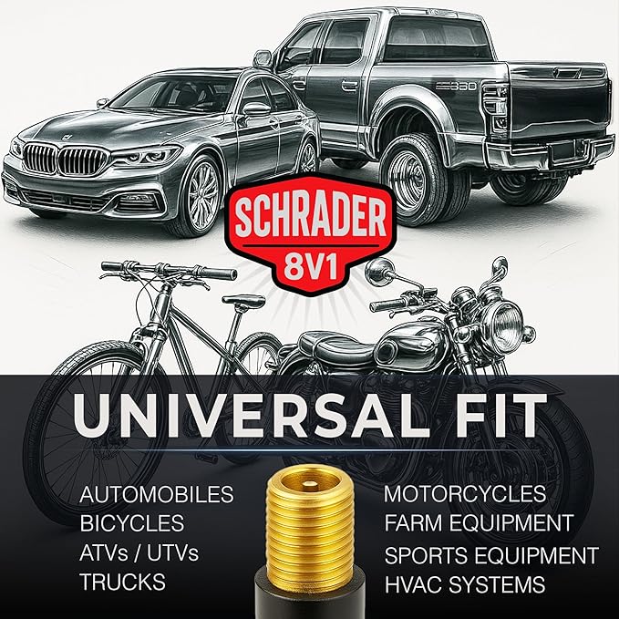 SK횜G Chuck Mates Reach360 Articulating 7-inch Extension for Tire Inflators | 1/4" F-NPT & Schrader Adapter | Dually Trucks RV Bicycle Car Semi