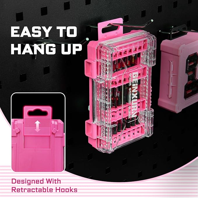 47Pieces Impact Screwdriver Bits Set, Magnetic S2 Steel 1??Phillips/Square/Torx/Slotted/Hex/Security Torx Bits Tips,Impact Bit Holder with Pink Storage Box Case