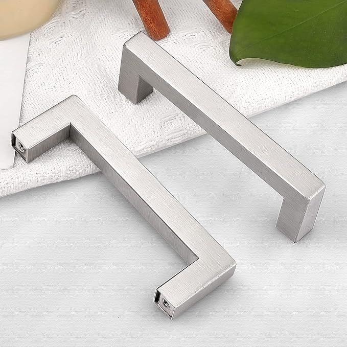 Probrico(30 Pack Square Cabinet Handles 3-3/4??Hole Centers, Dresser Closet Drawer Pulls Stainless Steel Modern T Bar Pulls Cabinet Hardware, 4-1/4" Overall Length