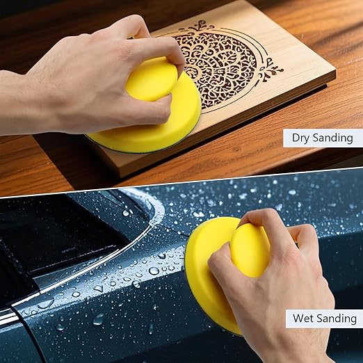 VIBRATITE 40 Pieces 5 Inch Sanding Discs, Wet Dry Sandpaper Sheets Assortment 80 to 7000 Grit Silicon Carbide Hook and Loop Round Sanding Paper with Handle Sanding Block for Wood Metal Automotive