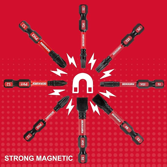 Screwdriver Bit Set with PH1/PH2/PH3/SQ2/T20/T25/SL8/SL10 and 1Pcs Impact Bit Holder, 30Pack Bulk Impact Rate Insert Driver Bit Set