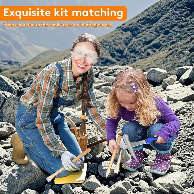 17 PCS Geology Rock Hammer Kit, 32oz Rock Pick Hammer, 3PCS Digging Chisels,Rock Hounding Tools with Multi-Function Shovel, Backpack, Brushes, Gloves, Goggles, Whistle, Compass, Loupe, Spray Bottle