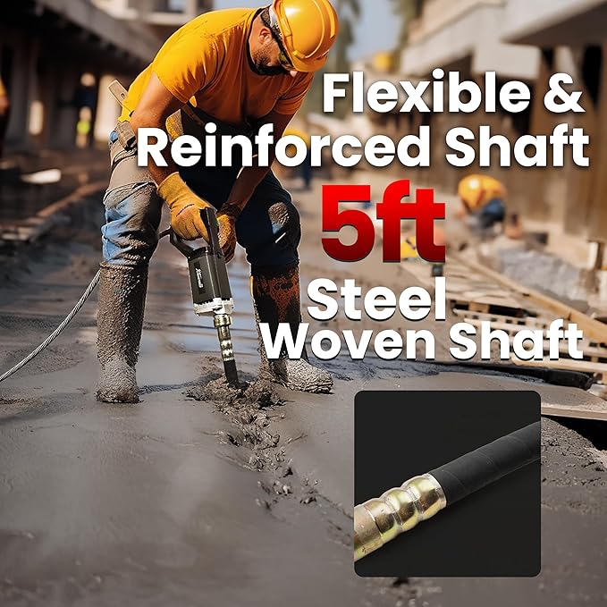XtremepowerUS 780W Handheld Vibrator Construction Insertion 5,000VPM Flexible Shaft Portable Pencil Cement Vibrator Remove Air Bubble and Mix Concrete