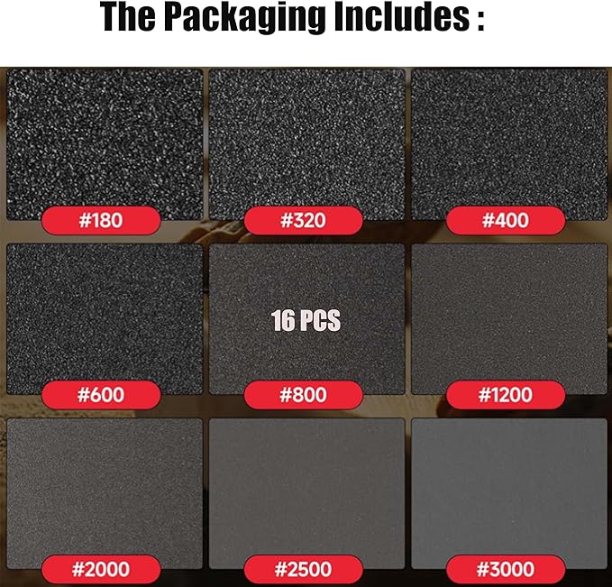 16 Pcs 800 Grit Sanding Sponge, Ultra Fine Sandpaper Assortment Pads, Soft Foam Sanding Block Dry Wet Sandpaper for Model Drywall Metal Wood Furniture Polishing (P800)