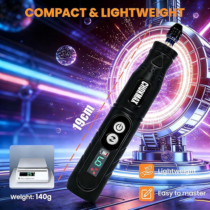 CHOKMAX Cordless Rotary Tool, 6-Speed Working Sreen Display Grinder Kit with Universal Collet and Front LED Light, 68 Accessories Art Craft Tool for Engraving, Sanding, Polishing, Drilling, Grinding