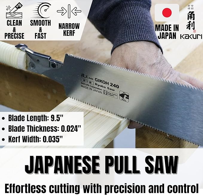 KAKURI Japanese Pull Saw Replacement Blade 9.5" - Tool-Free Blade Replacement - Made in Japan (1 pc)