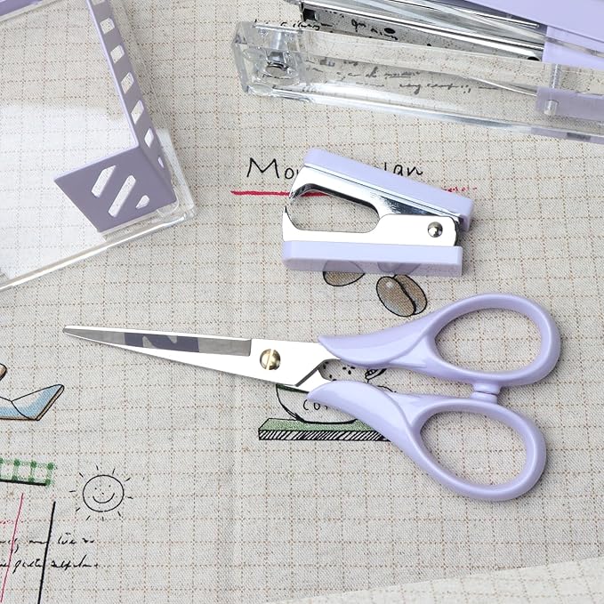 NatSumeBascis Purple Office Scissors 6.5" Craft Scissors Small All Purpose Scissor Professional Tailor Dressmaker Fabric Shears for School Office Home (Purple)