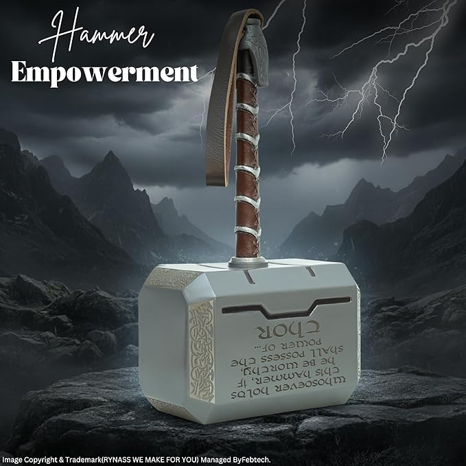 Hammer 15-Inch Metal, Full Size Adult Collectible with Engraving, Handmade Leather Wrap (Grey)