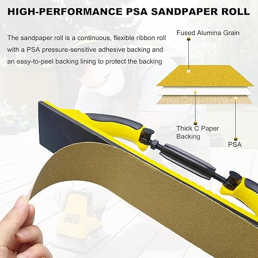 Total 30 Yards 2-3/4" Wide PSA Continuous Roll Kit - 80, 120, 180, 220, 320, 400 Grit Longboard Sandpaper, Self Adhesive Stickyback Sanding Sheets Paper for Automotive, Woodworking Sanding Blocks