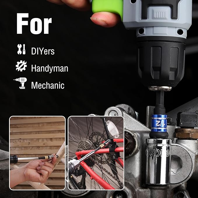 WORKPRO Impact Grade Socket Adapter Set, 1/4", 3/8", & 1/2" Drive, Extension Driver Bit With Holder, for Power Drill to High Torque Impact Wrench