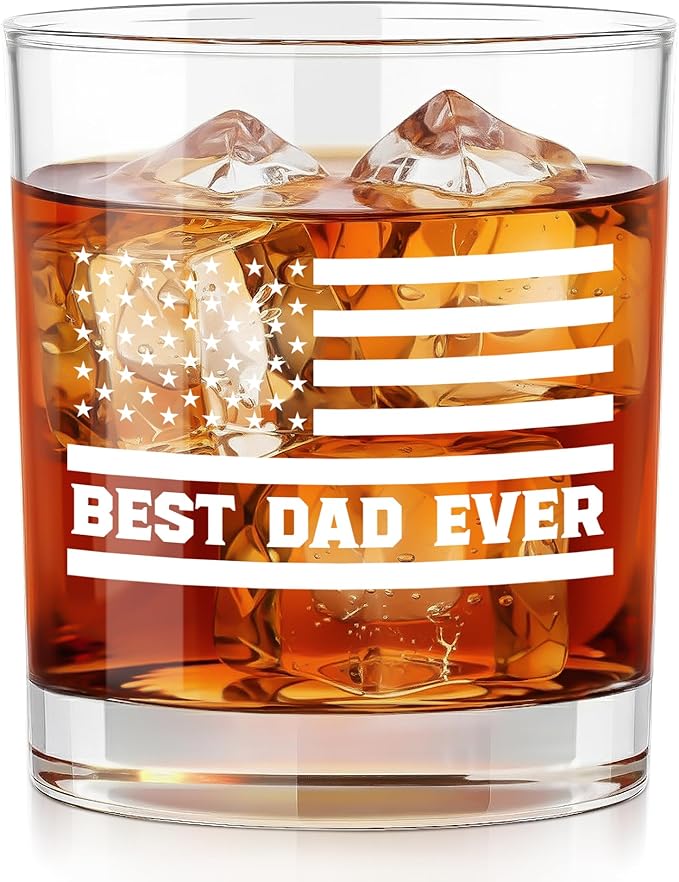 Christmas Birthday Gifts for Dad from Daughter Son - 11 oz Engraved Crystal Whiskey Glasses - Gifts for Dad Who Wants Nothing, Men Birthday Ideas