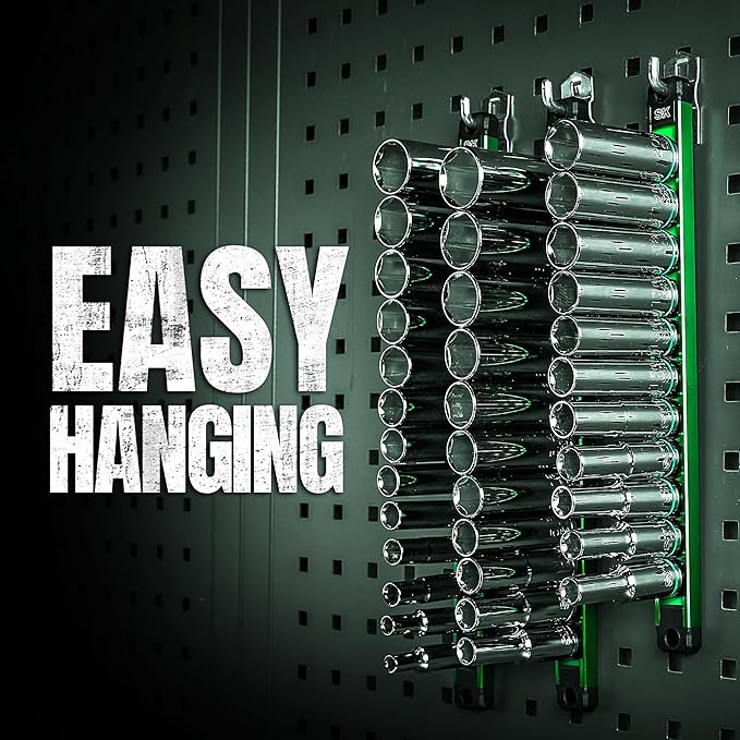 SK 1/2" Drive Socket Set, Deep SAE Sockets, 11-Piece 7/16" to 1-1/16", SuperKrome Finish, Premium CR-V Construction, with Aluminum Socket Organizer