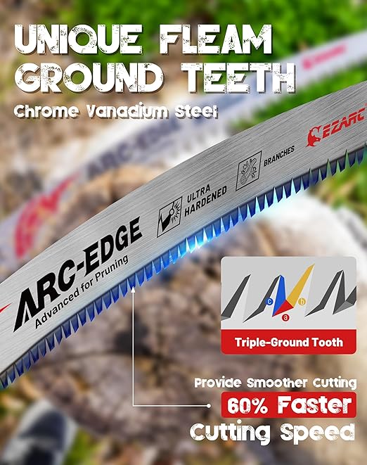 EZARC Japanese Teeth Reciprocating Saw Blade 15 Inch, Arc Edge Wood Pruning Saw Blades 6TPI for Tree Trimming, Wood Cutting, 3 Pieces