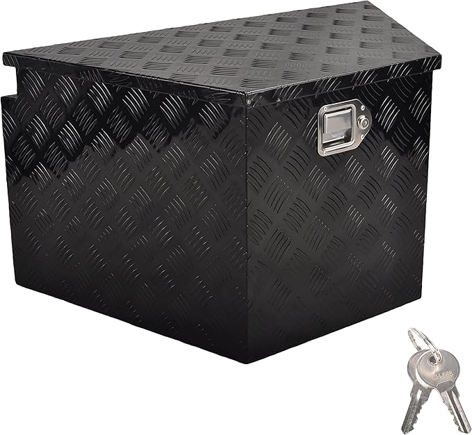 33'' Utility Trailer Tongue Tool Box 5 Bar Tread Tool Box Waterproof Pick Up Truck Storage Organizer with Lock and Key, Black (33"X19"X18")