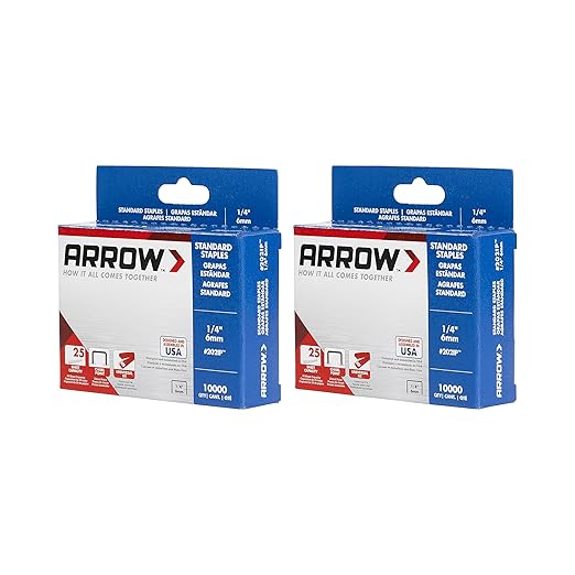 Arrow 202IP-EK 1/4-Inch Length, Galvanized Steel Staples for Desktop Staplers only. Multipack Office Supplies; Business, Classroom Supplies, Home Office, and Craft Use, 2-Pack, 10000 Per Pack
