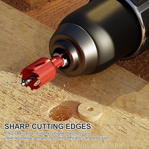 25/32" (20mm) Bi-Metal M42 High Speed Steel Hole Saw with Pilot Drill Bit, Smooth Cutting Edge for PVC, Drywall, Wood, Plastic, Gypsum Board, Rubber, Thin Metal