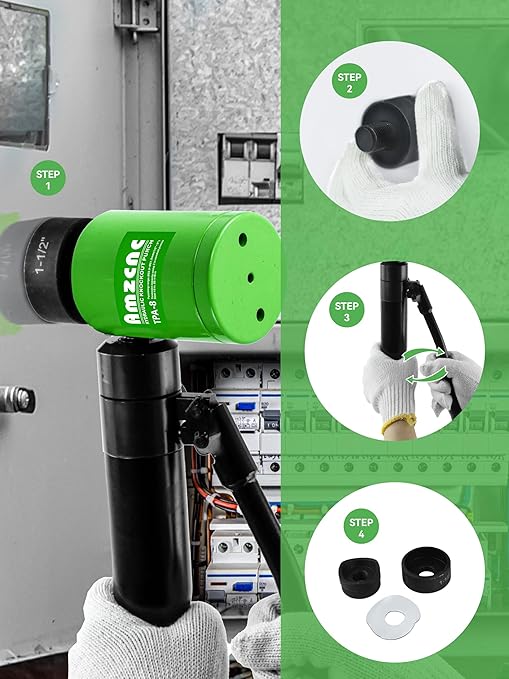 AMZCNC Hydraulic Knockout Hole Punch Driver Kit 1/2 to 2 inch Electrical Conduit Hole Cutter Set KO Tool Kit Metal Sheet Puncher (1/2??2??