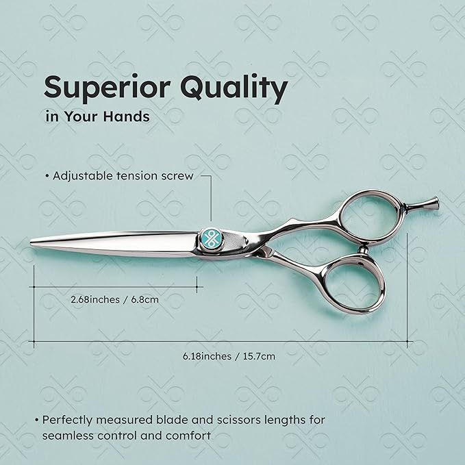 6" Professional Hair Scissors ??Barber Shears Made with Premium VG10 Steel, Lightweight, Razor-Sharp, Handcrafted with Ergonomic Handle and Convex Blade, Also Great for Home Use | K9 Shears
