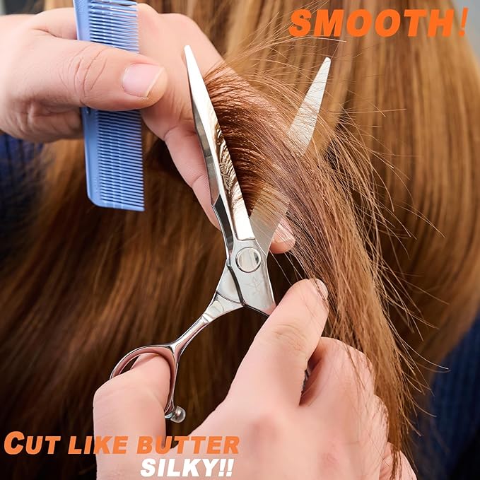 High-end Professional Extremely Very Sharp Barber Hair Cutting Scissors Hairdresser Shears For Hair 6.3 Inch Haircut Scissor Made Of Stainless Steel For Hairdressing Salon and Home Use