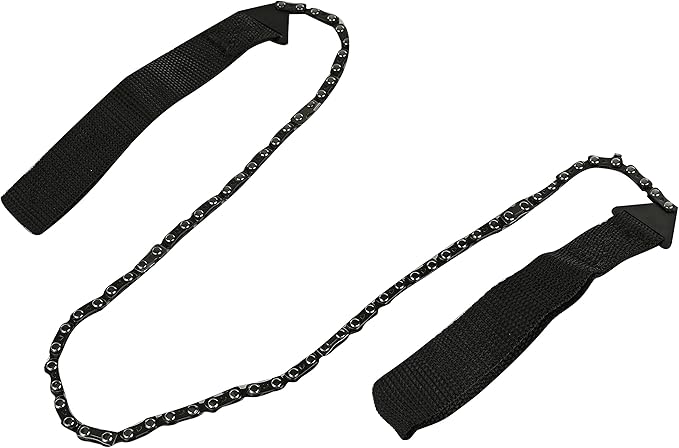 Pocket Chainsaw - Razor Sharp Self Cleaning 25.5 In Portable Hand Saw Survival Gear with Black Holster for Camping, Hunting, Hiking | Pocket-sized 25.5” Emergency Wilderness Survival Chain Saw (Black)