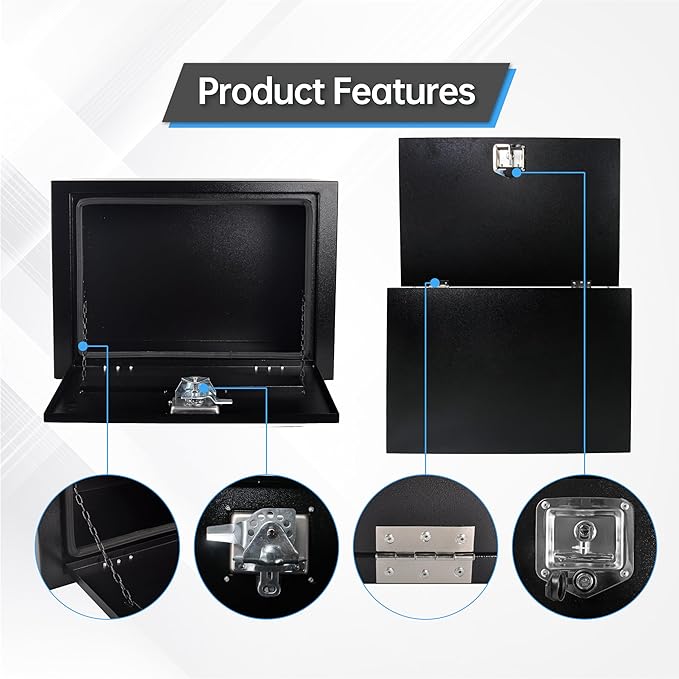 36 Inches Steel Underbody Tool Boxes竊똇eavy Duty Flatbed Tool Box with Lock and Key, Black (36" *24 "*24")