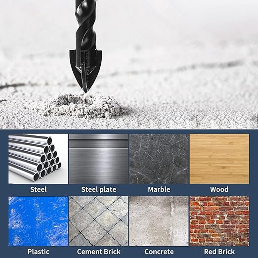 HPHOPE 10Pcs Masonry Drill Bits Set - 1/4" Concrete Drill Bit Set for Tile, Brick, Glass, Plastic and Wood, Tungsten Carbide Tip Work with Ceramic Tile, Wall Mirror, Paver on Concrete or Brick Wall