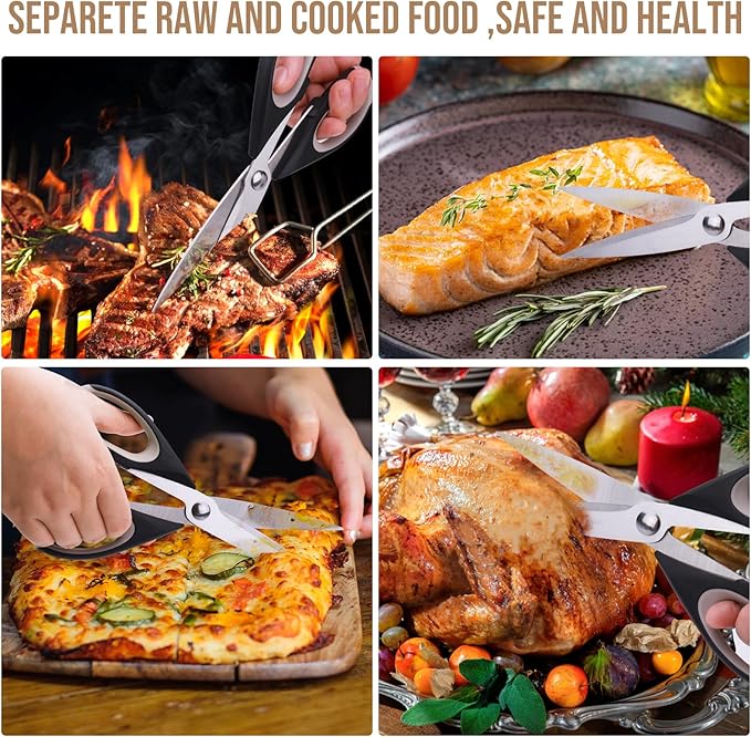 2-Pack Kitchen Scissors Heavy Duty, Stainless Steel All-Purpose Cooking Shears, Dishwasher Safe with Protective Sheath, Ideal for Meat/Poultry/Vegetables/Home Use