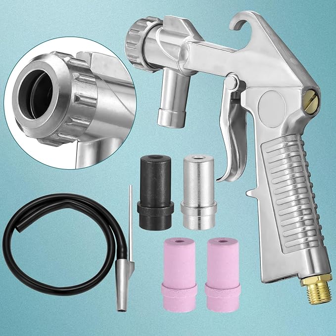 7 Pcs Sand Blaster Gun Kit 1 Pair Rubber Sandblaster Gloves Siphon Sandblaster Kit Sandblasting Gloves for Removing Rust Abrasive Blaster Sandblasting Cabinet