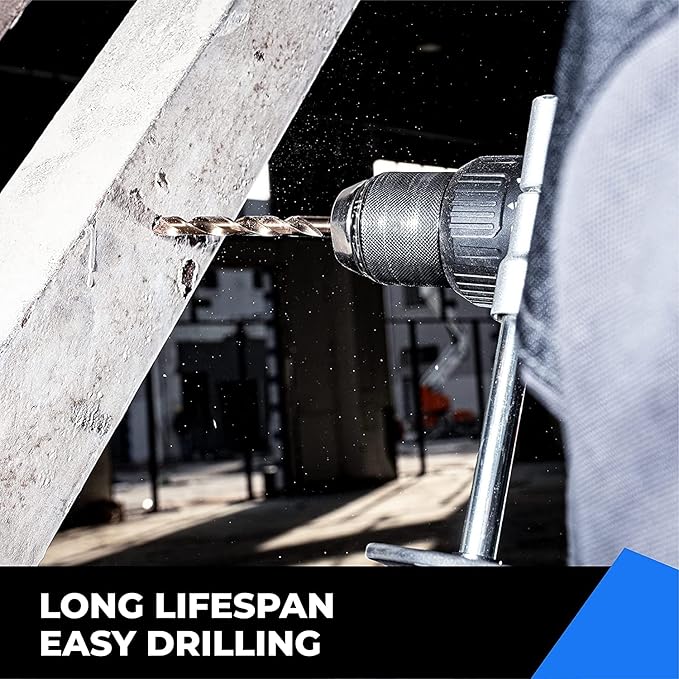 amoolo 1/16" inch Cobalt Drill Bits(10Pcs), M35 HSS Metal Jobber Length Twist Drill Bit Set for Hard Metal, Stainless Steel