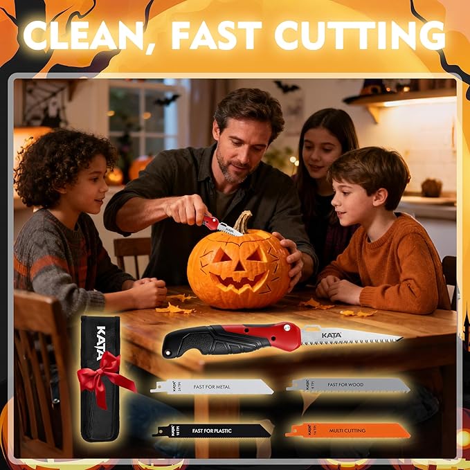 KATA Multi Blade Folding HandSaw - 5-In-1 Drywall Cutter Saw Quick Change Design in Canvas Bag - Multi Blades Small Hacksaw Tool, Craft Hand Job Saw for DIY, Metel, PVC, Sheetrock, Plywood Cutting