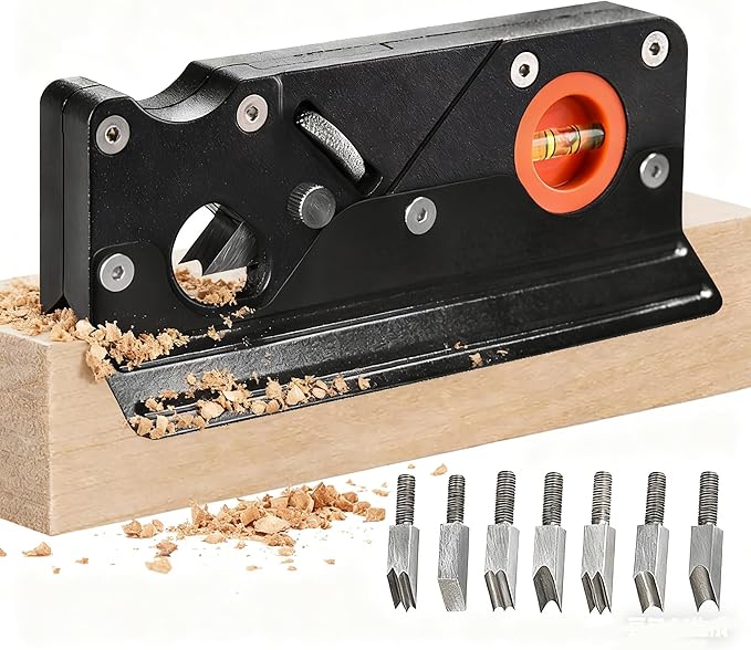 Chamfer Plane for Wood, Hand Corner Planer with Auxiliary Locator, Hand Planer for Quick Edge Planing and radian Corner Plane Trimming, Wood Edge Corner fflattening Tool for DIY Woodworking (Black)