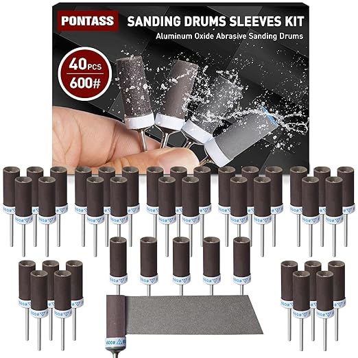 600 Grit 40 PCS Sanding Drums for Dremel Rotary Tools Accessories, Sanding Bits Kit for Dremel Sanding Bands with 1/8 inch Shank, Sandpaper Sticks Set for Plastic Wood Metal Grinding Polishing