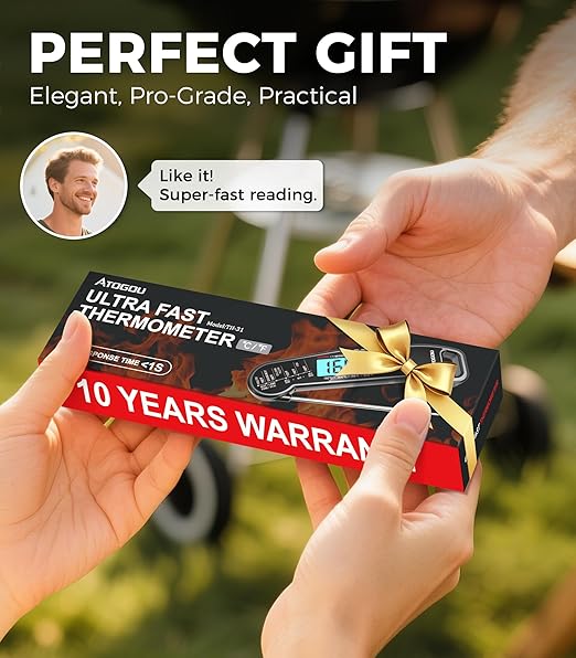 Atogou Professional Food & Meat Thermometer, 1 Sec Instant Read & 짹0.5??Accuracy, Thermocouple Sensor, IP67 Waterproof Digital Thermometer for Cooking, BBQ, Grill Gifts for Men Him Dad Birthday