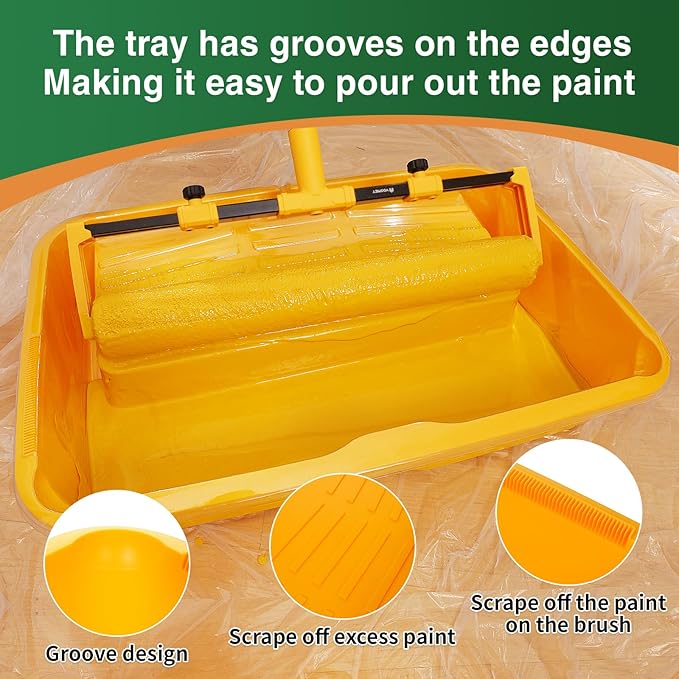 Voomey 18" Paint Roller Kit竊?0Pc Paint Roller Tray with Liner,12"18" Microfiber Paint Roller,Paint Extension Pole竊똕uitable for DIY Interior Walls, Rooms