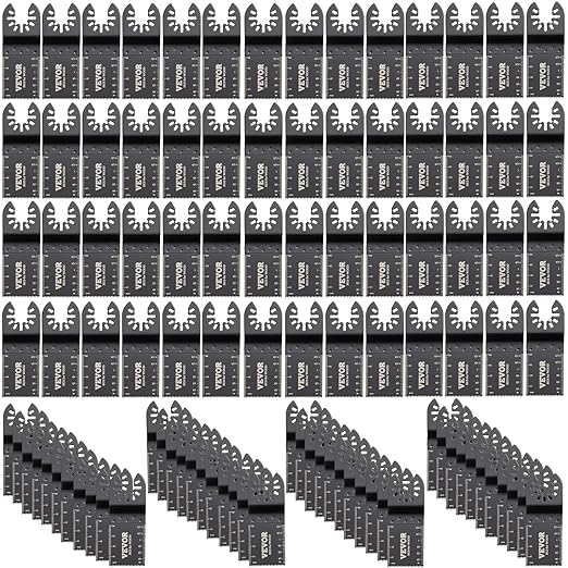VEVOR 100PCS Oscillating Saw Blades, Quick Release Multitool Blades Kit, HCS Tool Blades for Wood Plastic, Compatible with Dewalt Dremel Fein Worx Bosch Makita Milwaukee