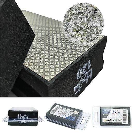 Diamond Hand Polishing Pad Diamond Sanding Block Foam Backed Diamond Sponge Sanding Pads for Wet or Dry Grinding polishing for Granite Marble Stone Tile Glass Ceramic (1, 120# Square)