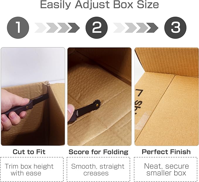 Zentara 2-Piece Cardboard Tool Set ??Full-Tang Stainless Steel Cutting Knife & Creasing Wheel with Carbonized Wood Handles, Teflon Coating, Gift Box for DIY Crafts & Box Resizing