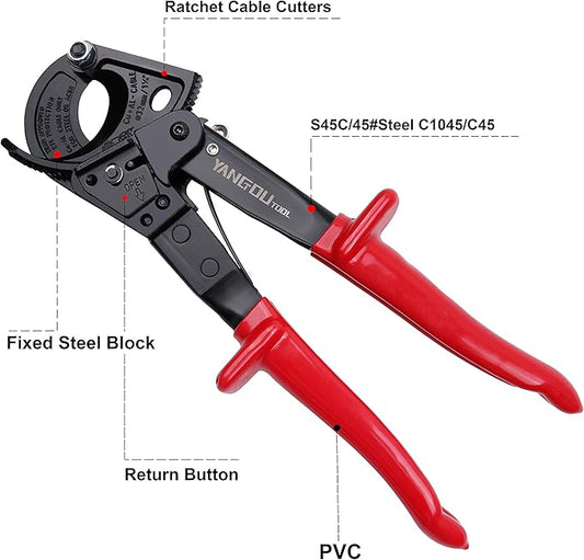 Yangoutool Ratchet Cable Wire Cutter and Heavy Duty Aluminum Copper Ratchet Cable Cutter for Cutting Electrical Wire Up to 240mm짼 Cutter Pliers