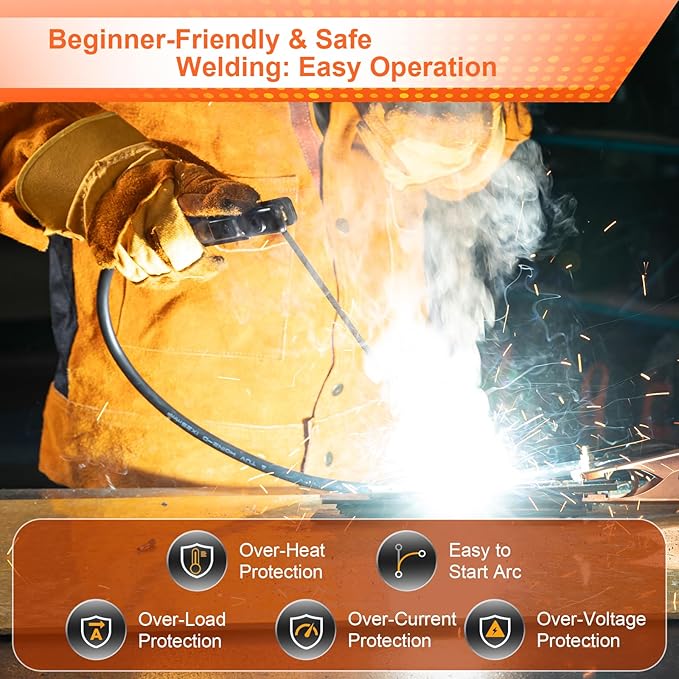 200A Stick Welder 110V, Mini Portable Inverter Welding Machine with Synergic Control, Digital Display, Hot Start, Arc Force, Anti-Stick - Includes Helmet,Gloves,20 Rods & Accessories