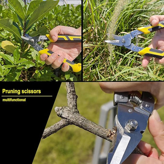 Heavy Duty Scissors 8.5 Inch Aviation Tin Snips Stainless Steel Straight Metal Cutter Pruning Shears Wire-cutters