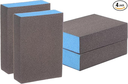 HARFINGTON 4pcs Sanding Sponge Blocks #240 (1200-1500 Grits) Wet/Dry Hand Sanding Sponges, 100x70x25mm Foam Sanding Block Pad for Polishing Kitchen Metal Wood Drywall Furniture, Brown&Blue