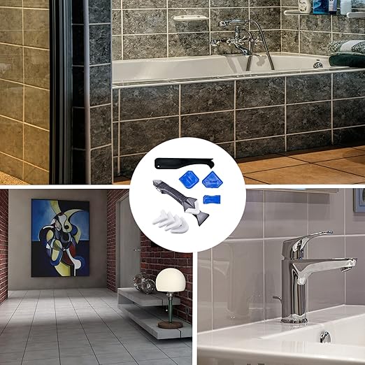 3 in 1 Silicone Caulking Tools竊늆tainless Steelhead竊? Sealant Finishing Tool Grout Scraper, Reuse and Replace 5 Silicone Pads, Great Tools for Kitchen Bathroom Window, Sink Joint