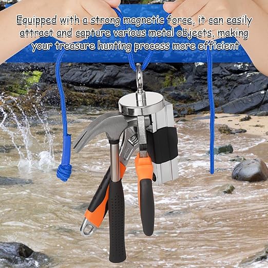 Grtard 500LBS Magnet Fishing Kit for Men's Gifts, Strong N52 Neodymium Fishing Magnets(2.36''), 65ft Rope, Grappling Hook, Gloves & Locking Carabiner, Threadlocker, Gifts for Men, Dad, Husband