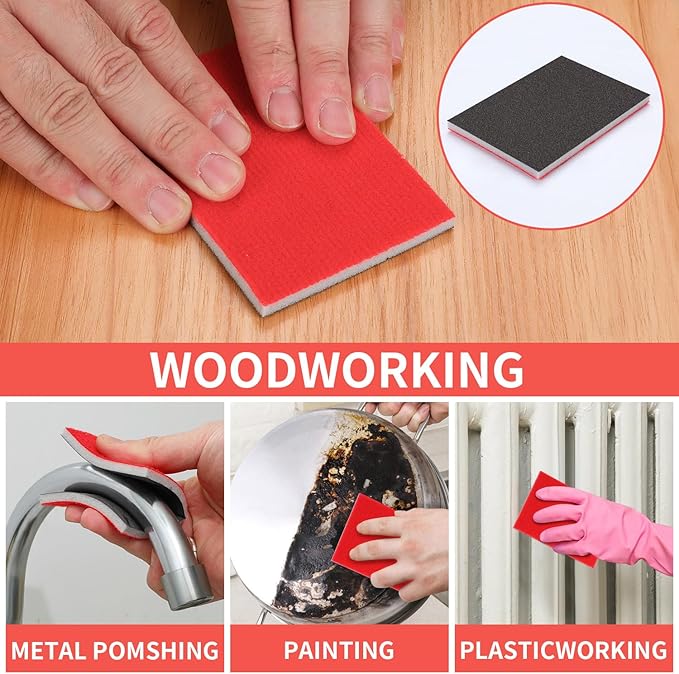 320 Grit Sanding Sponge Set, Sanding Sponges for Wood, Wet Dry Ultra Fine Sandings Pad for Automobile Wood Furniture Metal Drywall Polishing