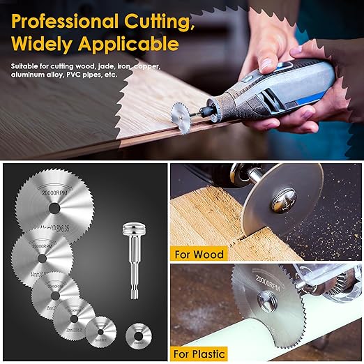Cutting Wheel for Drill 1/4 Inch Hex Shank Rotary Drill Saw, 6Pcs HSS Saw Blades for Drills Rotary Tools