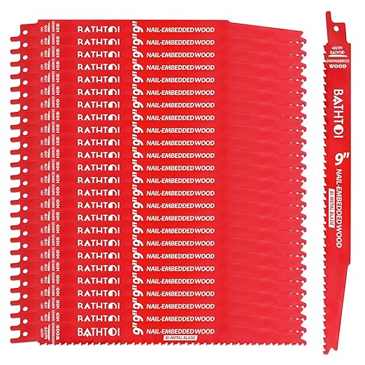 25 Pack 9 Inch 4/6 Tpi Reciprocating Saw Blades for Wood and Nail-Embedded Wood Cutting, Bi-Metal Sawzall Blades with 8% Cobalt for Longer Life and Faster Cutting Speed
