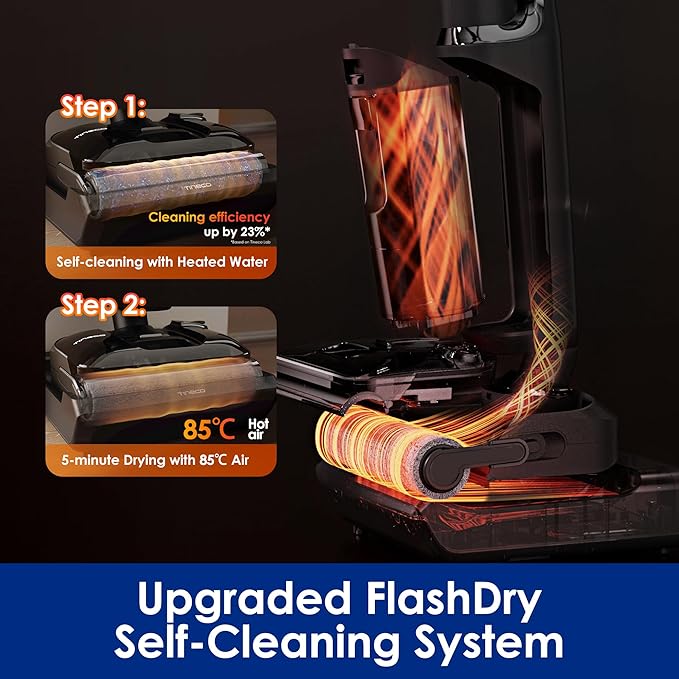 Tineco Floor ONE S7 Stretch Ultra Cordless Wet Dry Vacuum Cleaner, 180째Lay-Flat Anti-Tangle Design, 50 Minutes Runtime, 185??Flashdry Self-Cleaning, Dual-Sided Edge Cleaning Floor Cleaner